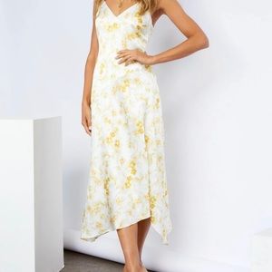 Satin Floral Slip Midi Dress